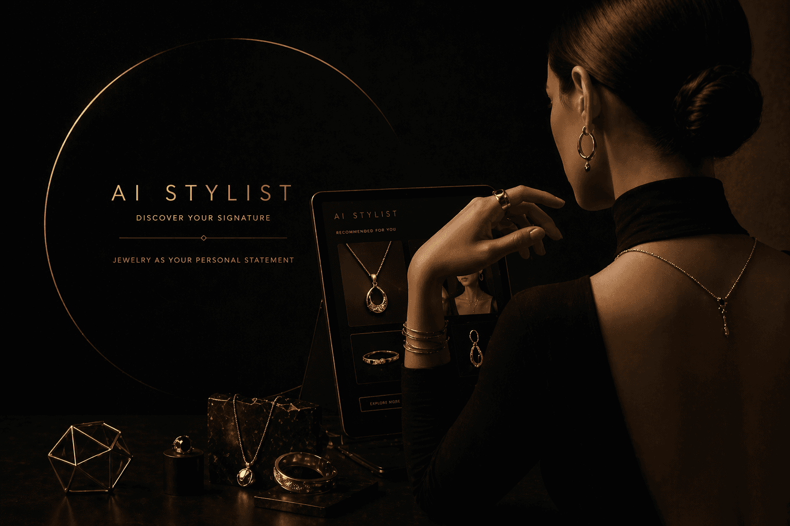 Refined gold jewelry, editorial